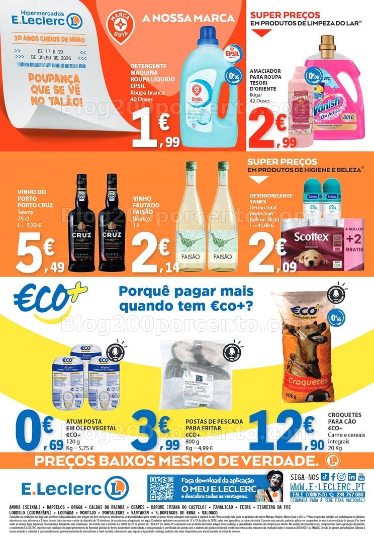 Antevisão Folheto E-LECLERC Promoções Fim de Semana - 17 a 19 julho
